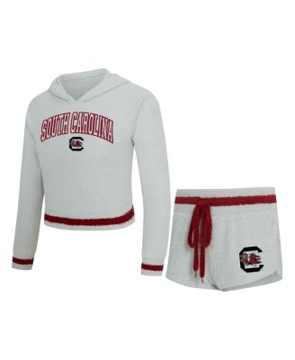 Concepts Sport - Women's Gray/Garnet South Carolina Gamecocks Whitley Long Sleeve Hoodie Top Shorts Set