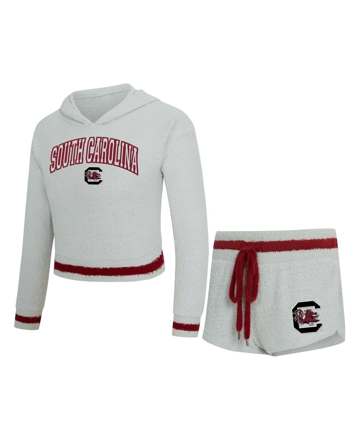 Concepts Sport Women's 2-piece Gray/garnet South Carolina Gamecocks Whitley Long Sleeve Hoodie Top And Shorts Set