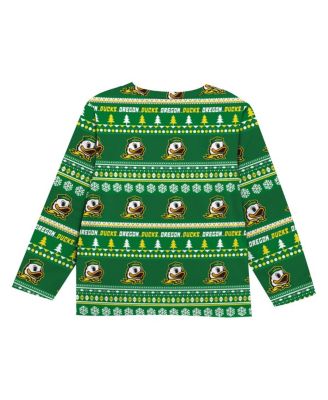 Toddler Green Oregon Ducks Ugly Sweater Pajama Set