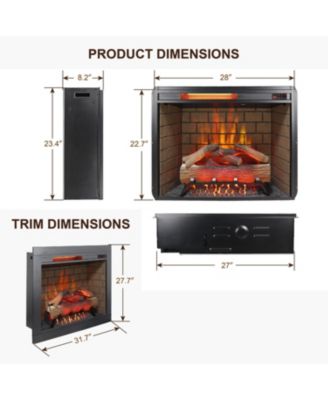 28 inch Infrared Electric Fireplace with Removable Trim kit Insert, Touch Panel Home Decor Heater, Smokeless Firebox With Fire Crackling Sound