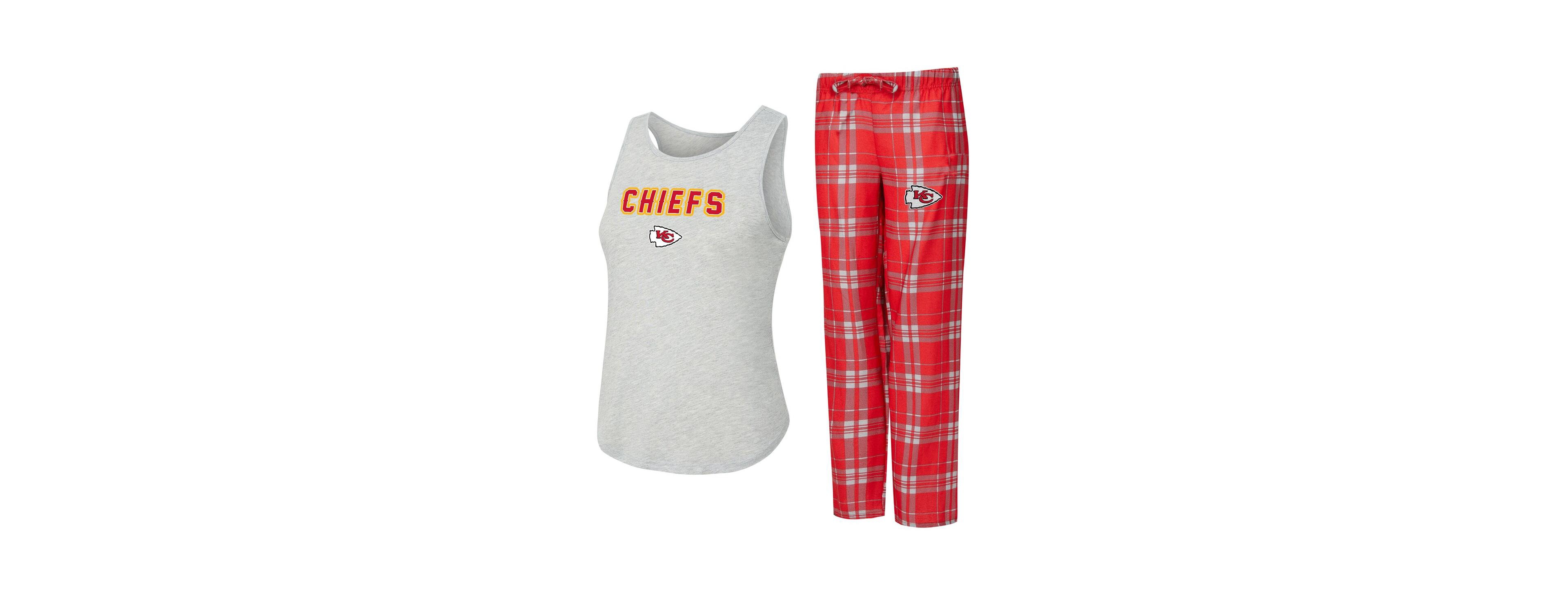 Concepts Sport Women's 2-Piece Heather Gray/Red Kansas City Chiefs Regulate Plaid Tank Top and Pants Sleep Set