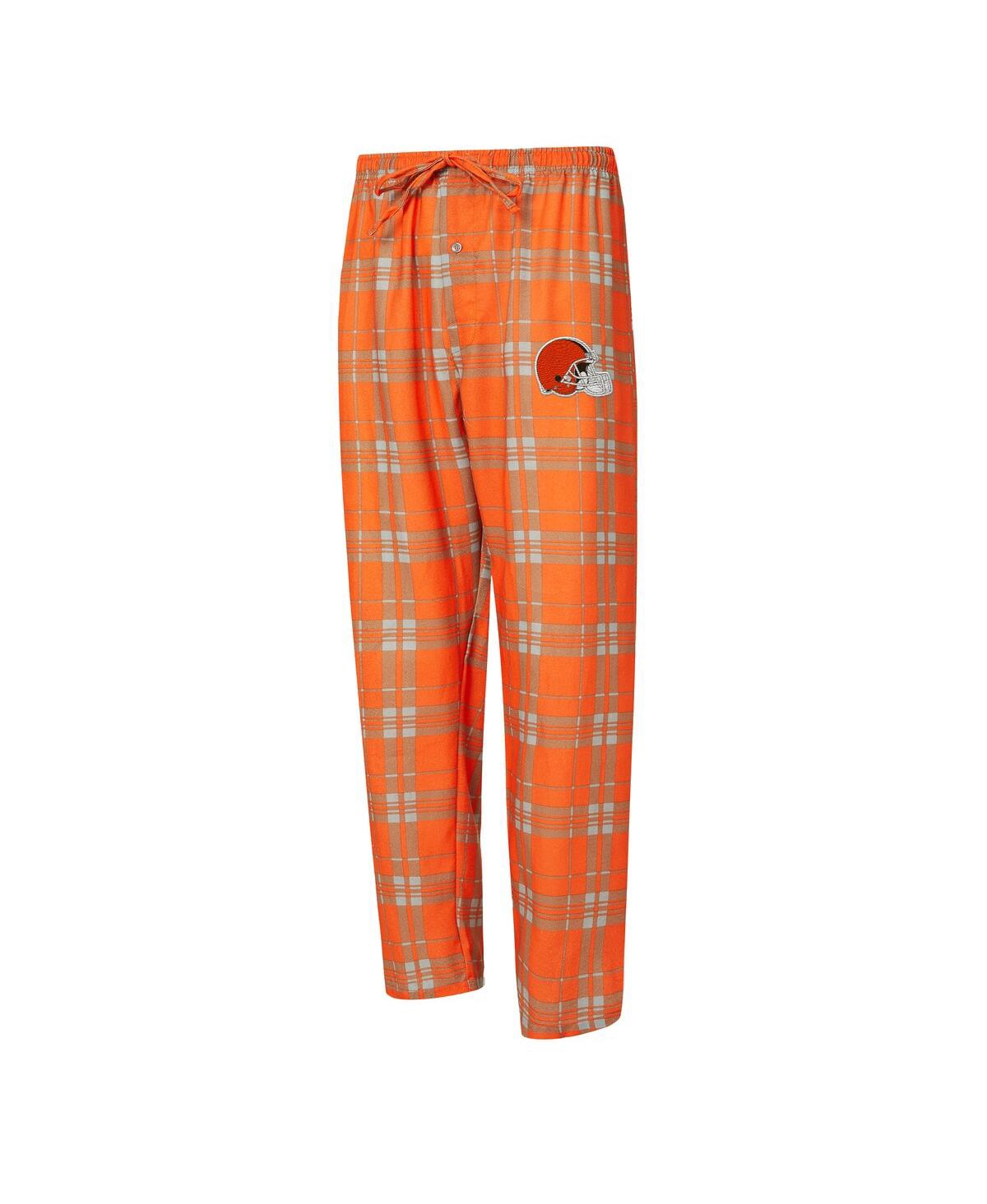 Concepts Sport Men's 2-piece Orange/gray Cleveland Browns Regulate Long Sleeve T-shirt And Plaid Pant Set In Gray