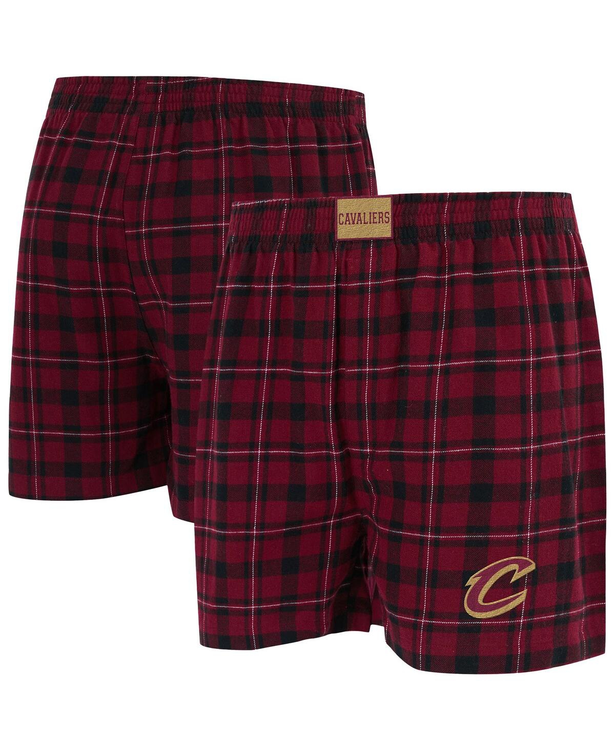 Concepts Sport Men's Wine/black Cleveland Cavaliers Hawthorn Flannel Boxer In Burgundy