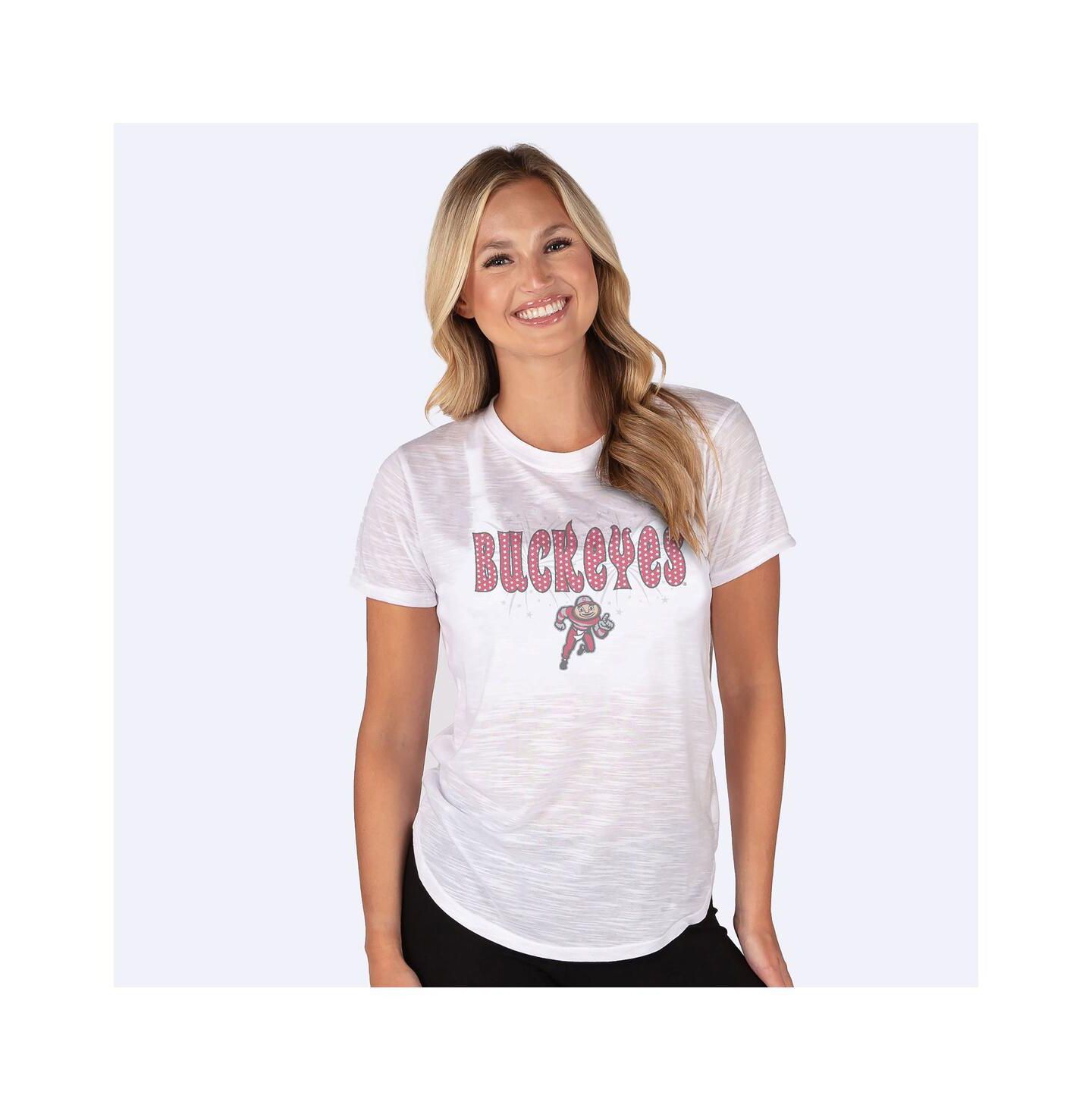 Женский топ Concepts Sport White Ohio State Buckeyes Fireworks Infuse Lightweight Slub Knit — фото 1
