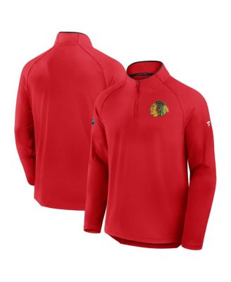 Fanatics - Men's Red Chicago Blackhawks Authentic Pro Rink Training Centennial Raglan Quarter-Zip Pullover