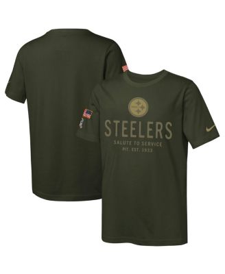 Nike - Big Boys and Girls Olive Pittsburgh Steelers 2025 Salute to Service Sideline Dri-FIT T-Shirt
