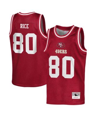 Mitchell & Ness - Big Boys and Girls Jerry Rice Scarlet San Francisco 49ers Retired Player NFL Basketball Fashion Jersey