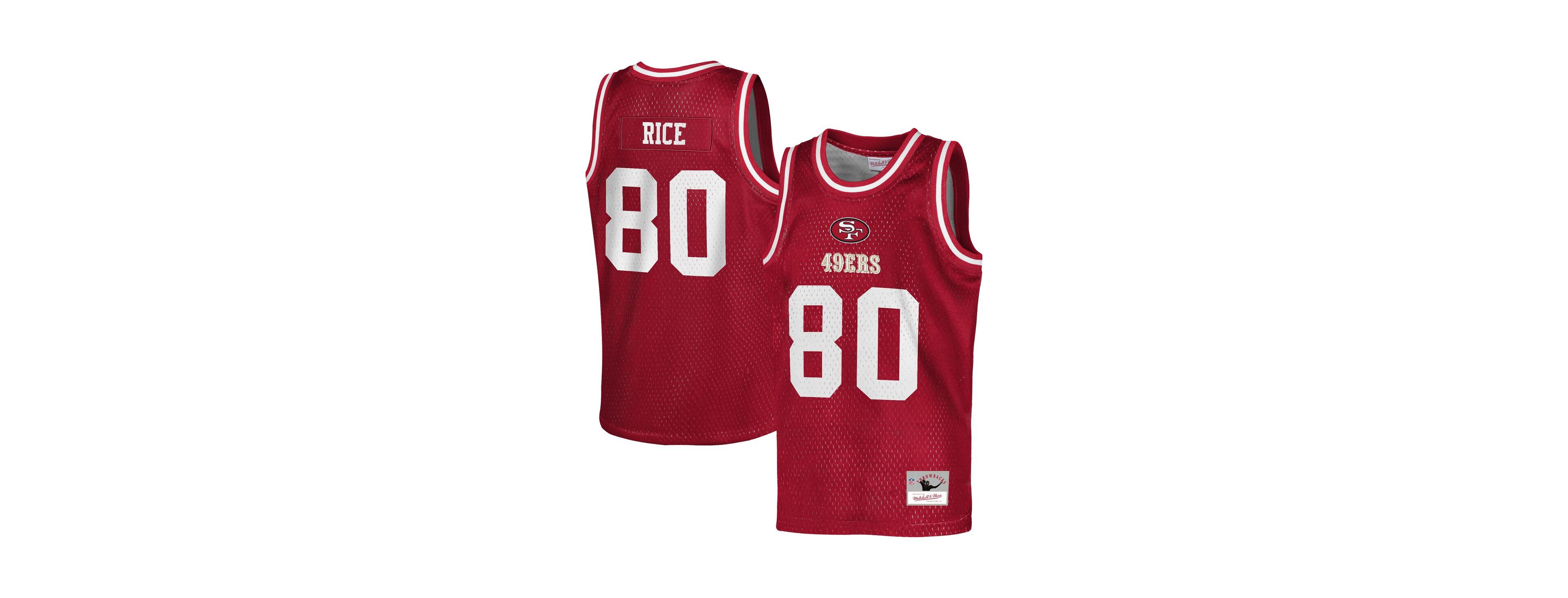 Mitchell & Ness Big Boys and Girls Jerry Rice Scarlet San Francisco 49ers Retired Player Nfl Basketball Fashion Jersey