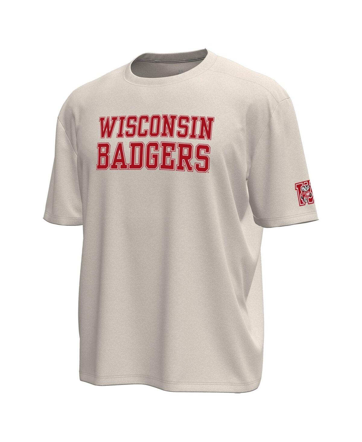 Under Armour Men's Cream Wisconsin Badgers Throwback Motion Heavyweight T-shirt In Nude