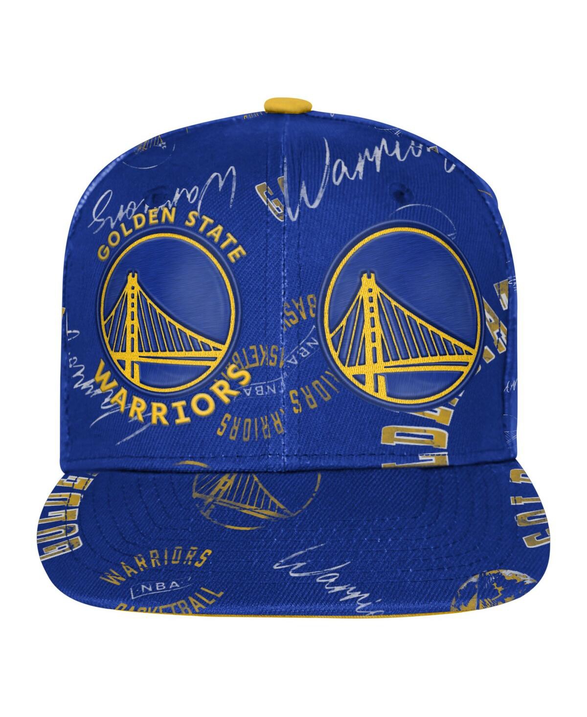 Outerstuff Big Boys And Girls Royal Golden State Warriors Street Hooper Allover Print Snapback Hat In Blue