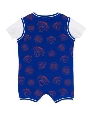 Baby Boys and Girls Blue New York Knicks Logo Mania Romper