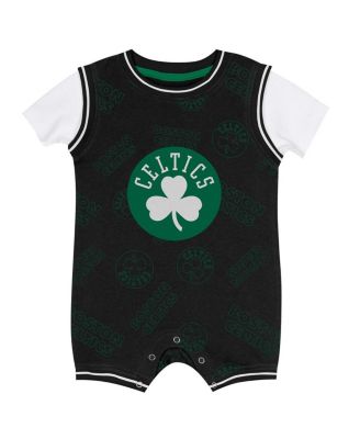 Baby Boys and Girls Black Boston Celtics Logo Mania Romper