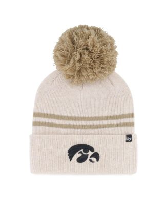 '47 Brand - Women's Natural Iowa Hawkeyes Core Inline Latte Cuffed Knit Hat with Pom