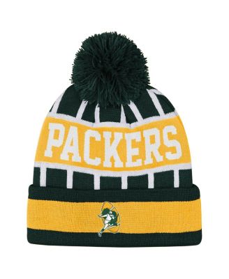 Outerstuff - Big Boys and Girls Green Bay Packers Go Fast Cuffed Knit Hat with Pom