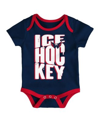 Baby Boys and Girls 3-Piece Washington Capitals Triple Header Bodysuit Set