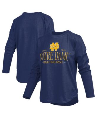 Women's Navy Notre Dame Fighting Irish Silver on Long Sleeve T-Shirt