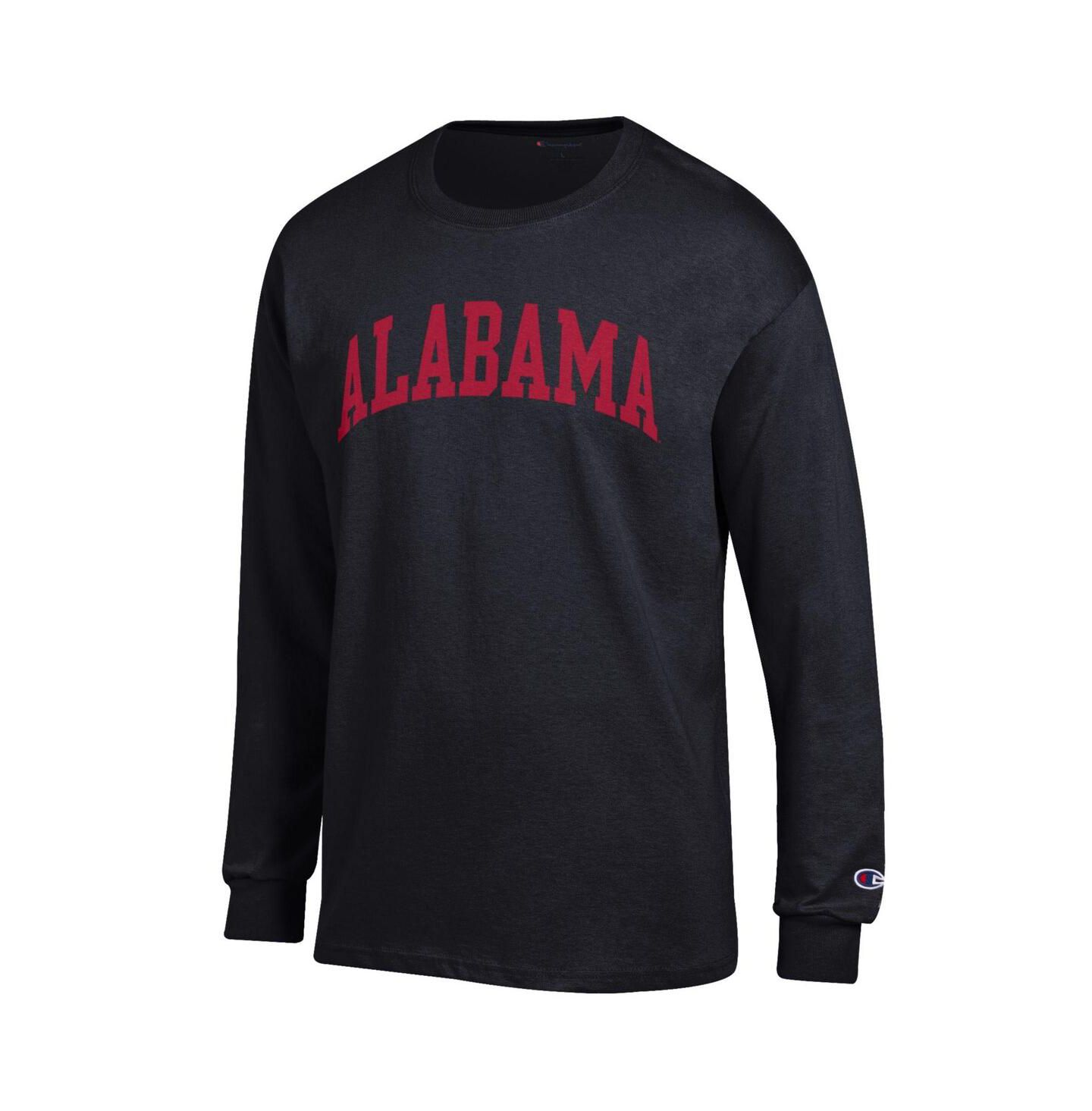 Мужская футболка Champion Alabama Crimson Tide Basic Arch Long-Sleeve Crewneck Screen-Print Graphics, цвет: Чёрный — фото 3