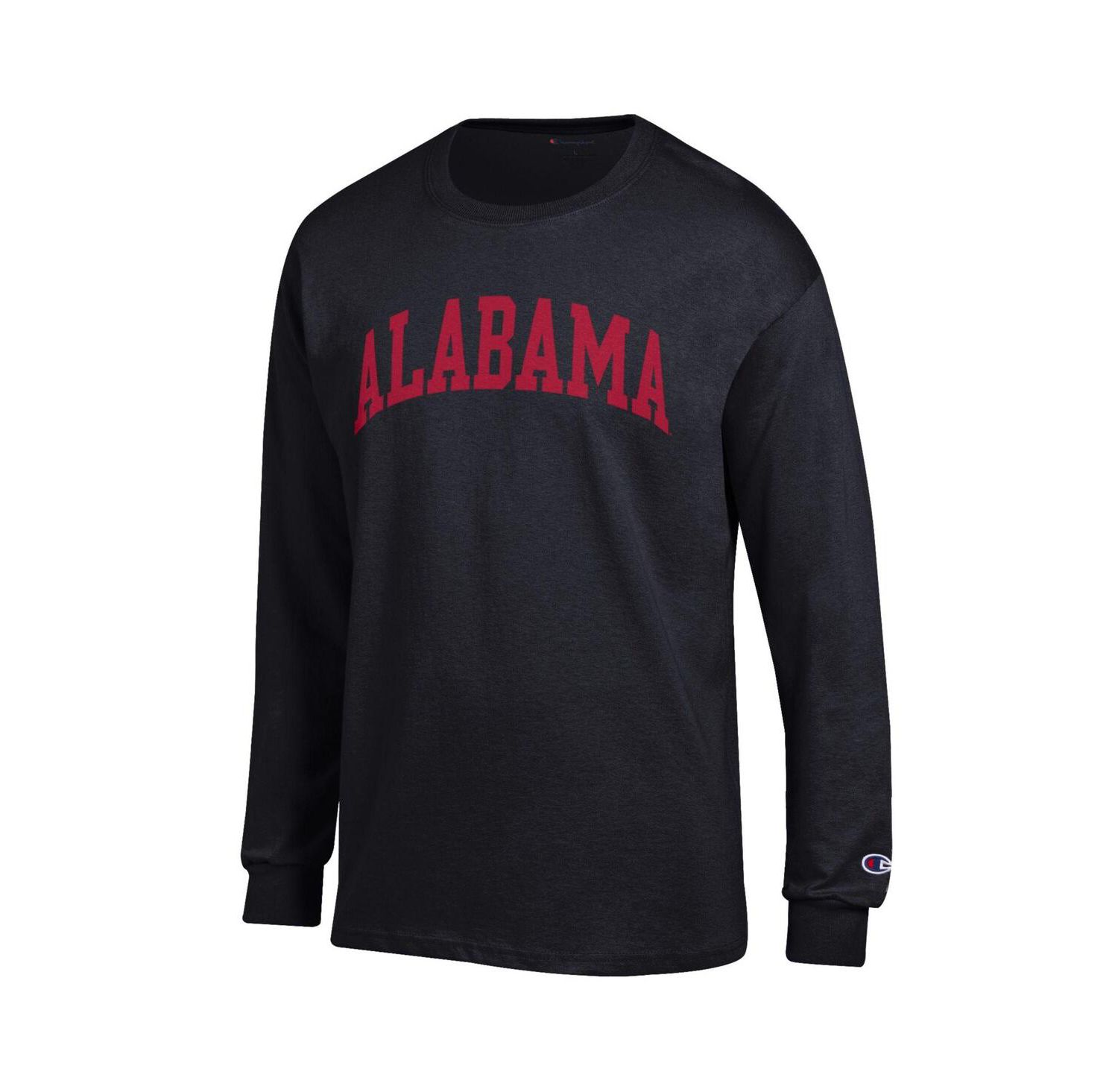 Men's Alabama Crimson Tide Basic Arch Long-Sleeve Crewneck Screen-Print Graphics T-Shirt