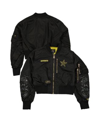 New Era - Women's x Alpha Industries Black Dallas Cowboys Full-Zip Crop Jacket