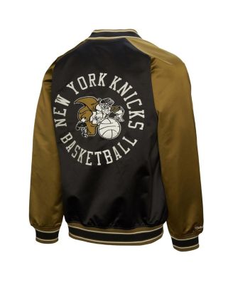 Men's Olive/Black New York Knicks Clutch Satin Raglan Full-Snap Jacket