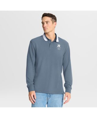 Men's Blue Milano Cortina 2026 Winter Olympics Tipped Long Sleeve Polo Shirt