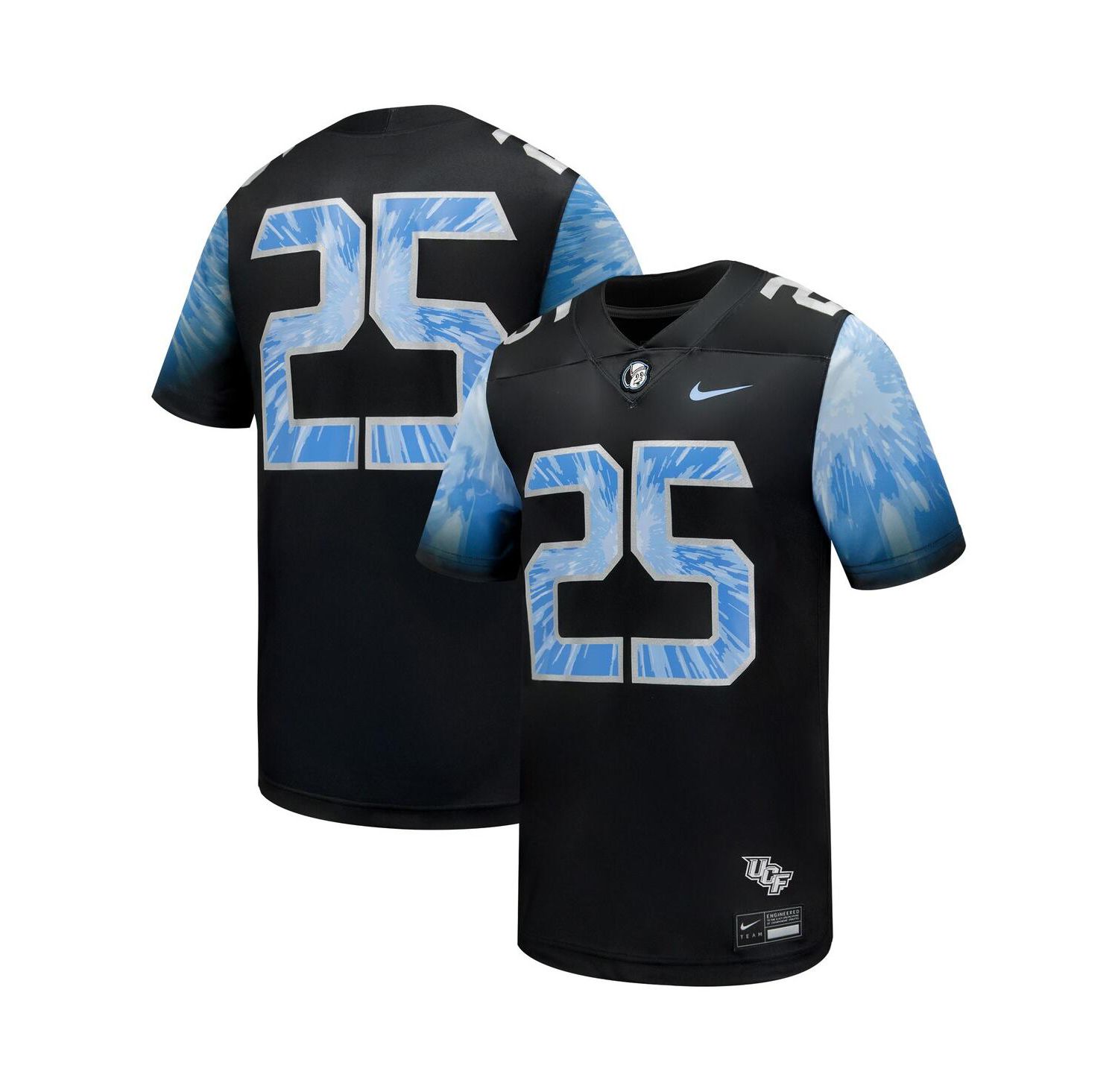 Men's 25 Black UCF Knights 2025 Space Game Football Game Jersey