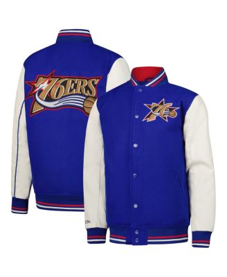 Mitchell & Ness - Big Boys and Girls Royal Philadelphia 76ers Full-Snap Varsity Jacket