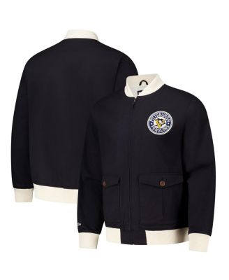 Men's Black Pittsburgh Penguins Vintage Coaches Cotton Twill Full-Zip Jacket