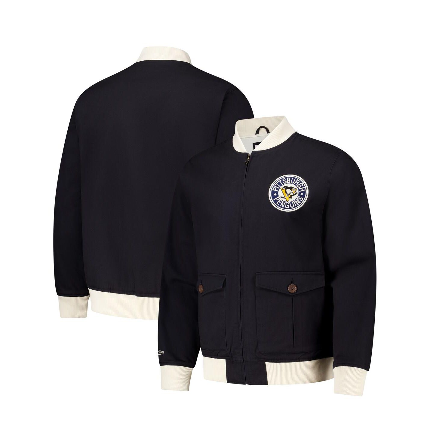Мужская куртка Mitchell & Ness Black Pittsburgh Penguins Vintage Coaches Cotton Twill Full-Zip — фото 1