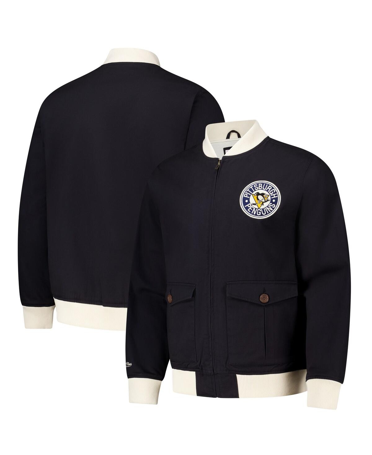 Mitchell & Ness Men's Black Pittsburgh Penguins Vintage Coaches Cotton Twill Full-Zip Jacket