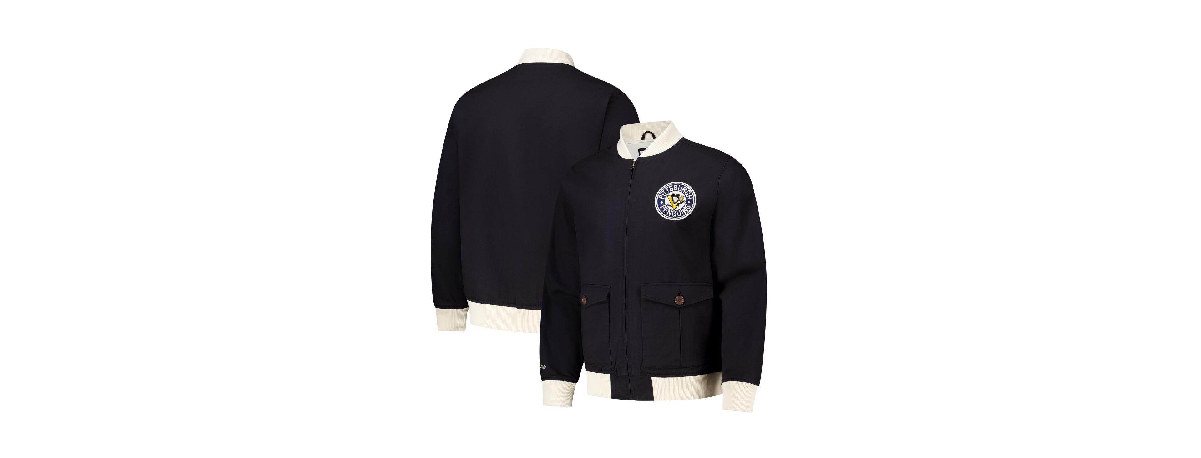 Mitchell & Ness Men's Black Pittsburgh Penguins Vintage Coaches Cotton Twill Full-Zip Jacket