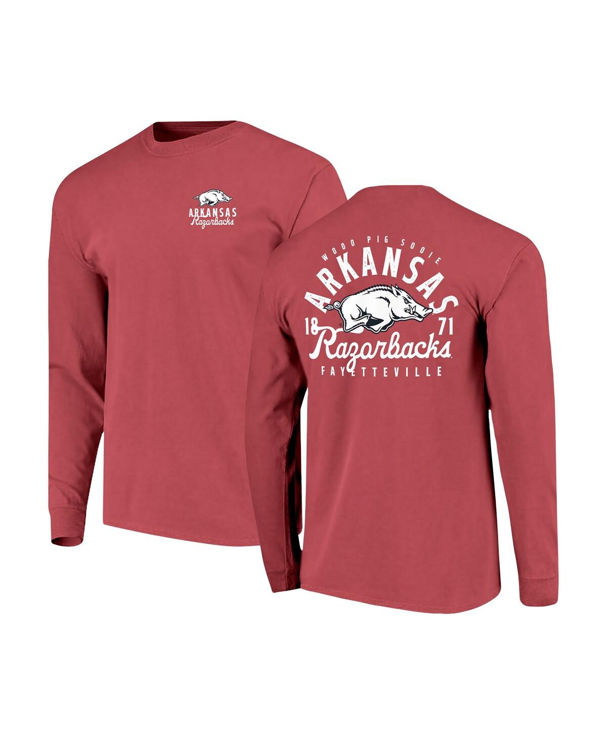 Image One Men's Cardinal Arkansas Razorbacks Comfort Colors Mascot Overlay Long Sleeve T-Shirt