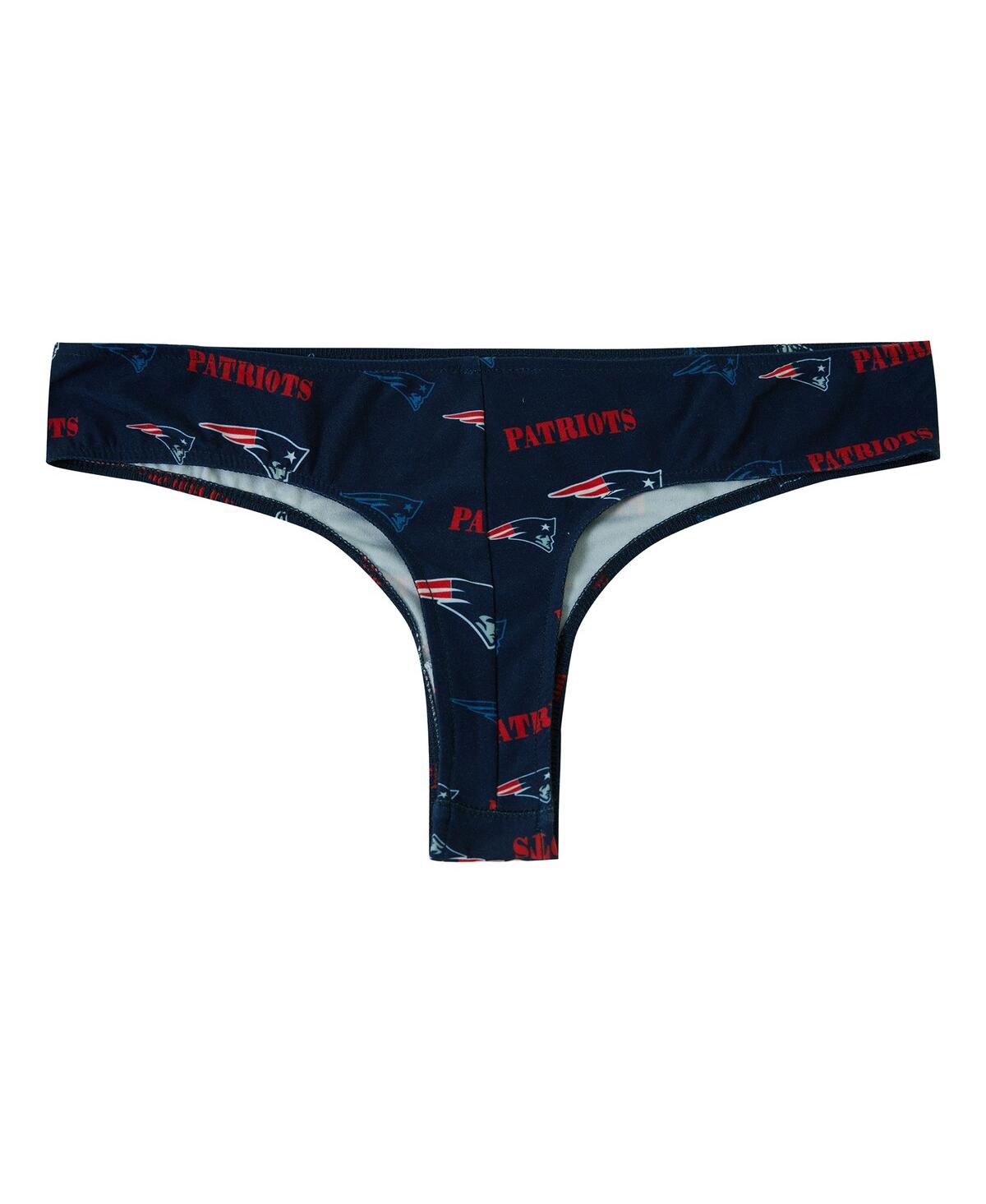 Concepts Sport Women's Navy New England Patriots Mosaic All Over Print Thong In Blue