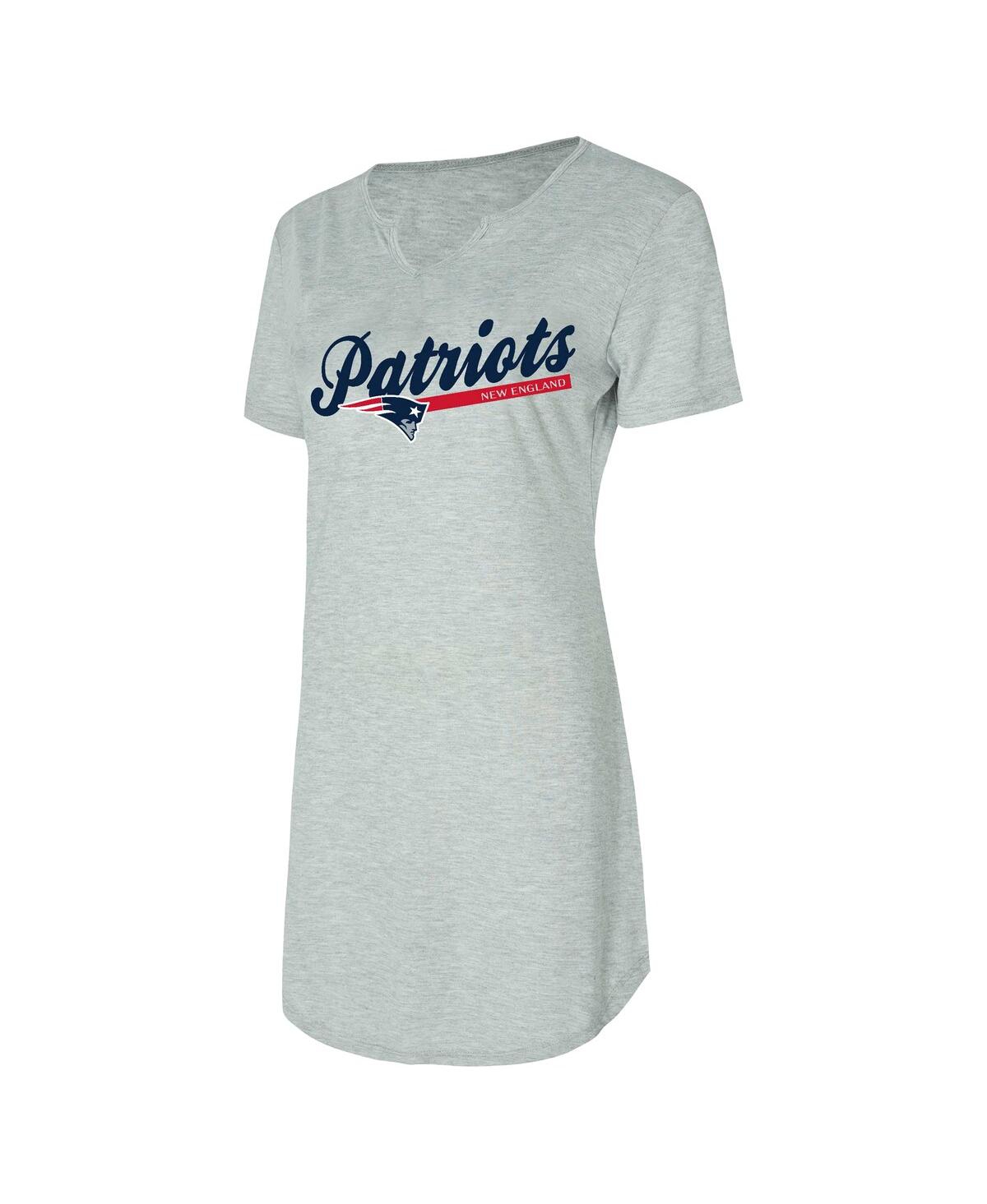 Concepts Sport Women's Gray New England Patriots Petition Knit Notch Neck Nightshirt In Gray