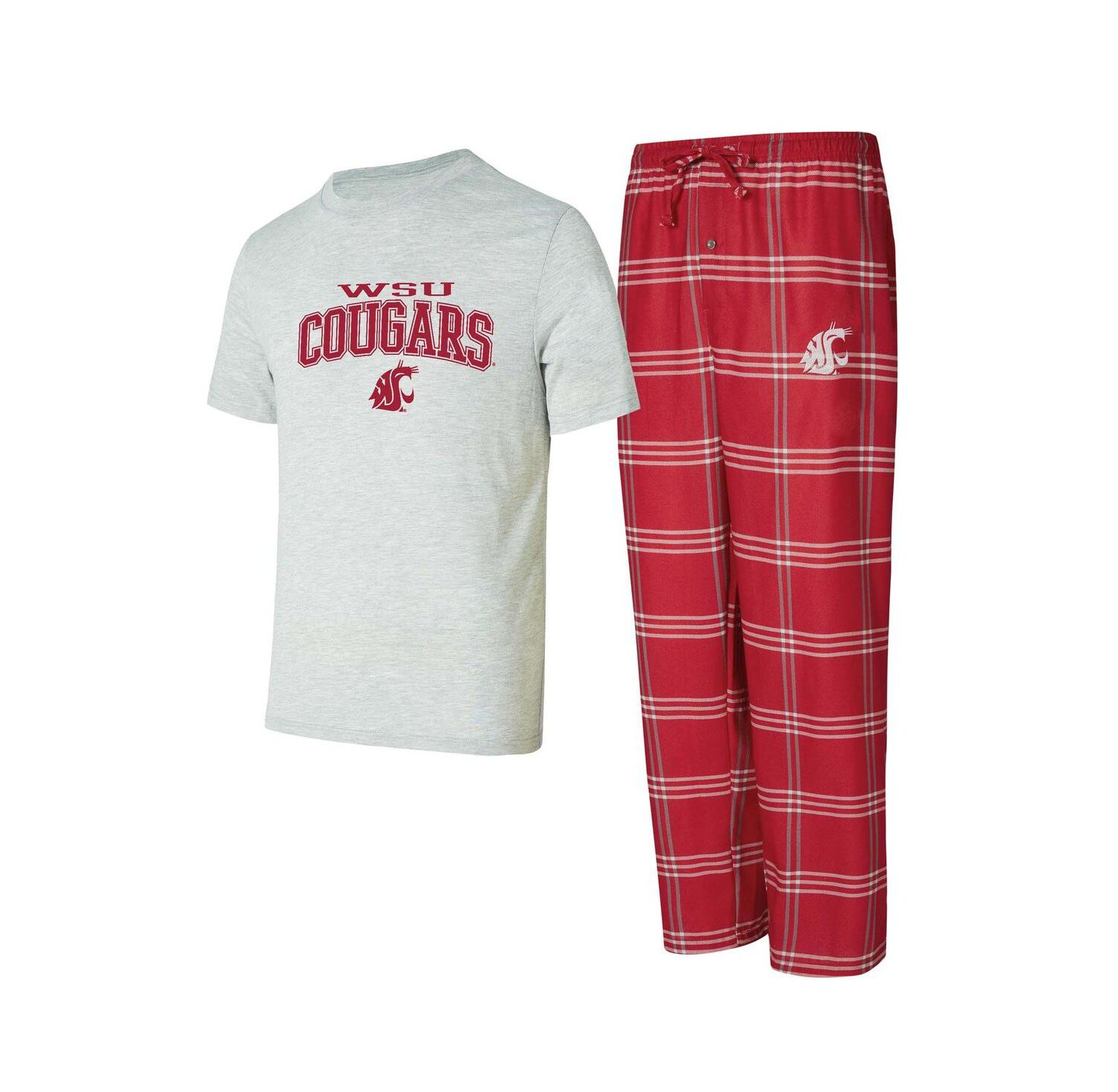 Men's 2-Piece Crimson/Gray Washington State Cougars Top and Pants Sleep Set
