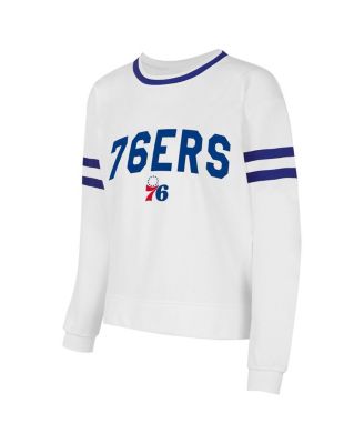 Women's White Philadelphia 76ers Borough Pullover Sweatshirt