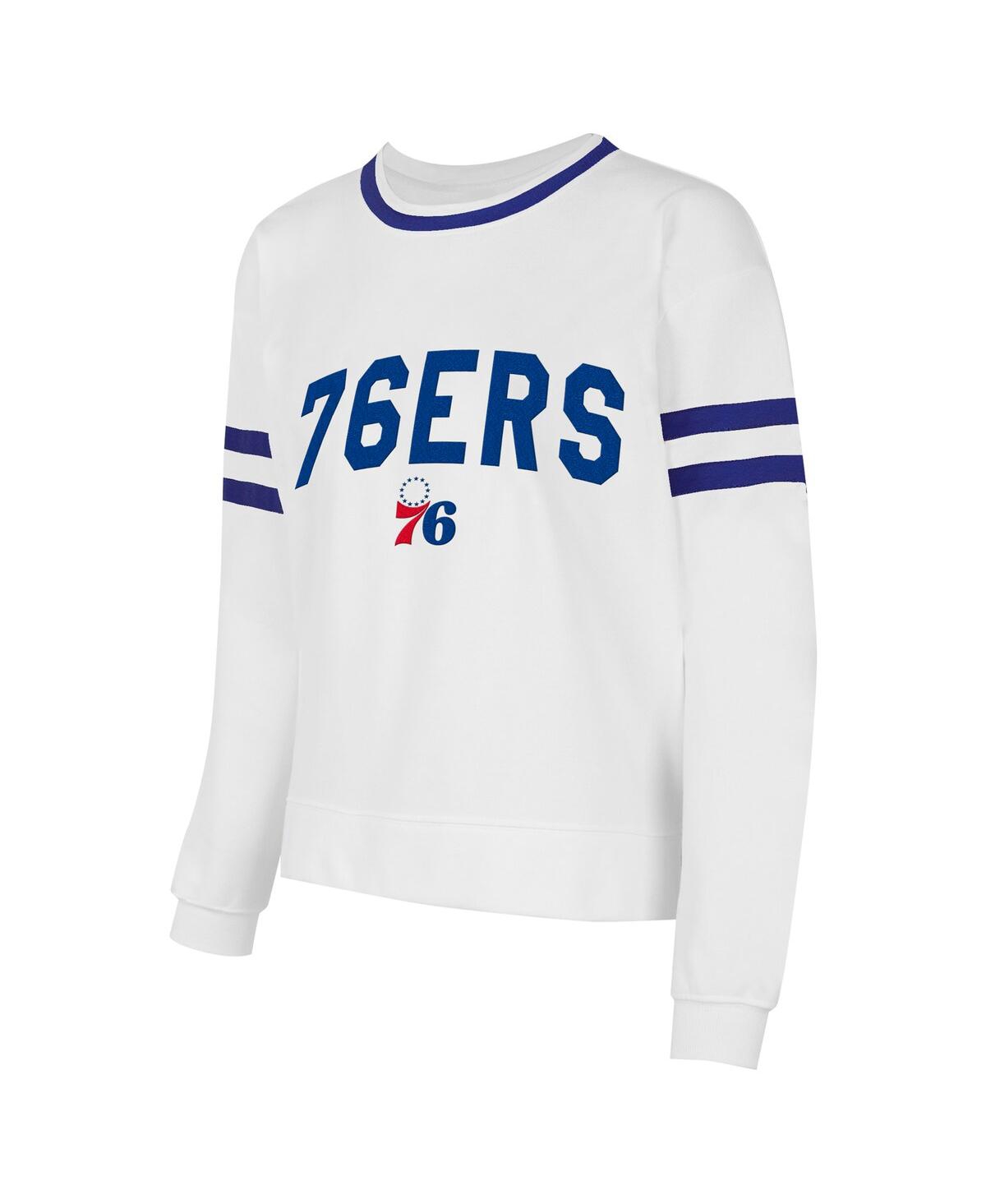 Concepts Sport Women's White Philadelphia 76ers Borough Pullover Sweatshirt In Multi
