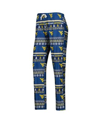 Women's 2-Piece Navy West Virginia Mountaineers Holiday Long Sleeve Top and Pants Sleep Set