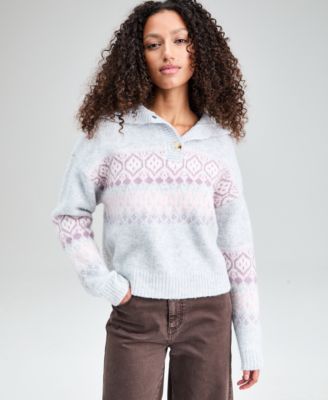 And Now This - Petite Fair Isle Long-Sleeve Sweater