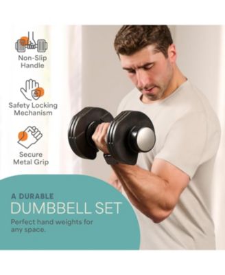 Adjustable Dumbbells Set with Rack - Compact 5-in-1 Hand Weights for Home Gym, Quick Adjust, Secure Grip