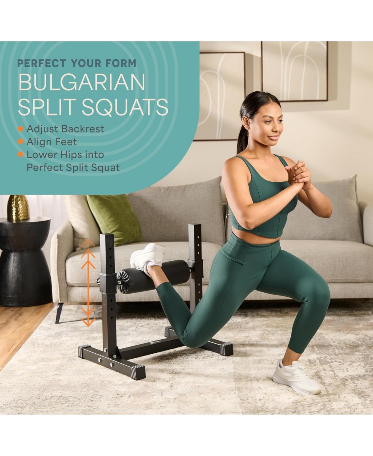LifePro Durable Bulgarian Split Squat Stand – Lightweight, Stable, 7 Adjustable Heights & Comfortable Padding