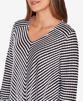 Petite Mitered Scallop Stripe Tunic Top