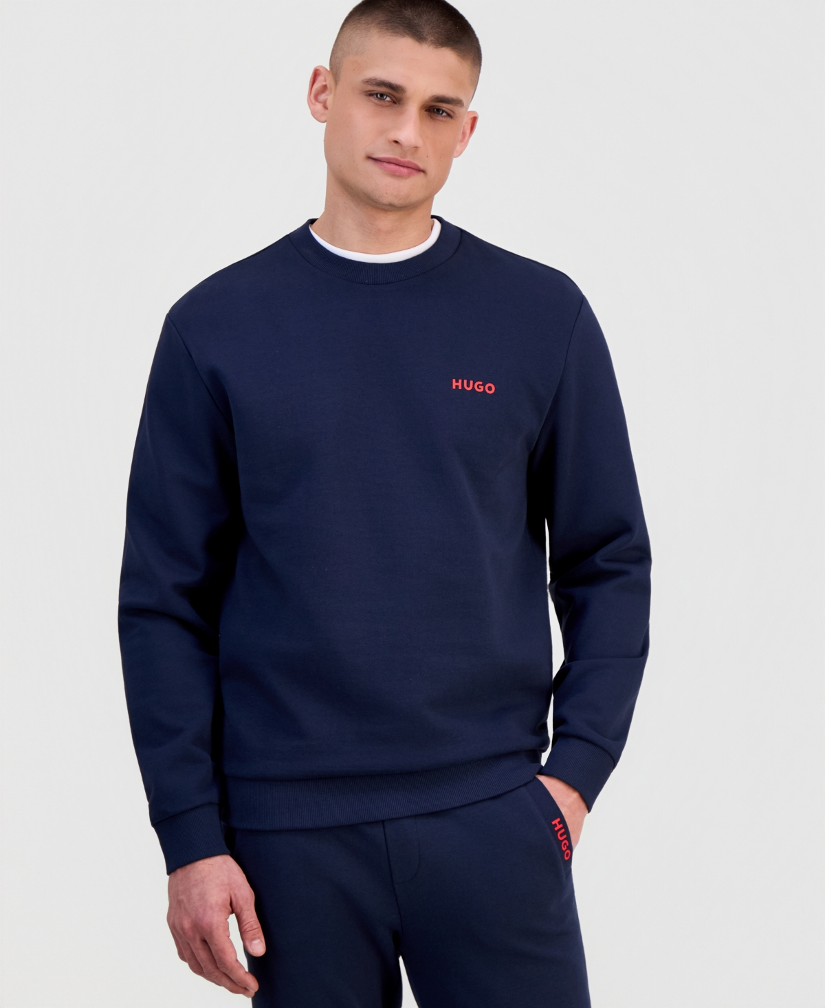 Hugo Boss Men's Cotton Contrast-Logo Long-Sleeve Sweatshirt