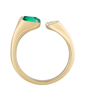 Lab-Grown Emerald (1/2 ct. t.w.) & White Sapphire (1/20 ct. t.w.) Ring in 14k Gold Over Sterling Silver (also in Sapphire & Ruby)