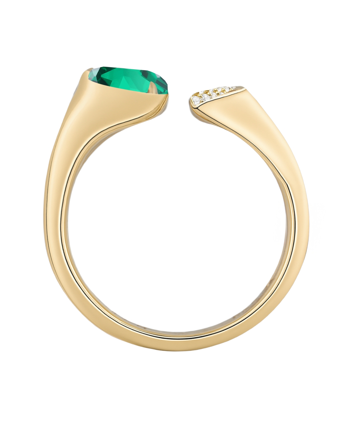 Macy's Lab-grown Emerald (1/2 Ct. T.w.) & White Sapphire (1/20 Ct. T.w.) Ring In 14k Gold Over Sterling Sil In Gold