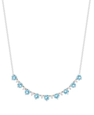 Blue Topaz (2-3/4 ct. t.w.) & Lab-Grown White Sapphire (3/8 ct. t.w.) Necklace in Sterling Silver