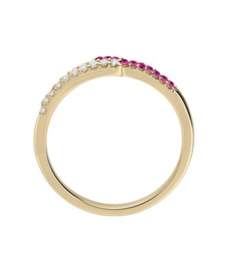 Lab-Grown Ruby (1/4 ct. t.w.) & White Sapphire (1/5 ct. t.w.) Ring in 14k Gold Over Sterling Silver (also in Sapphire & Emerald)