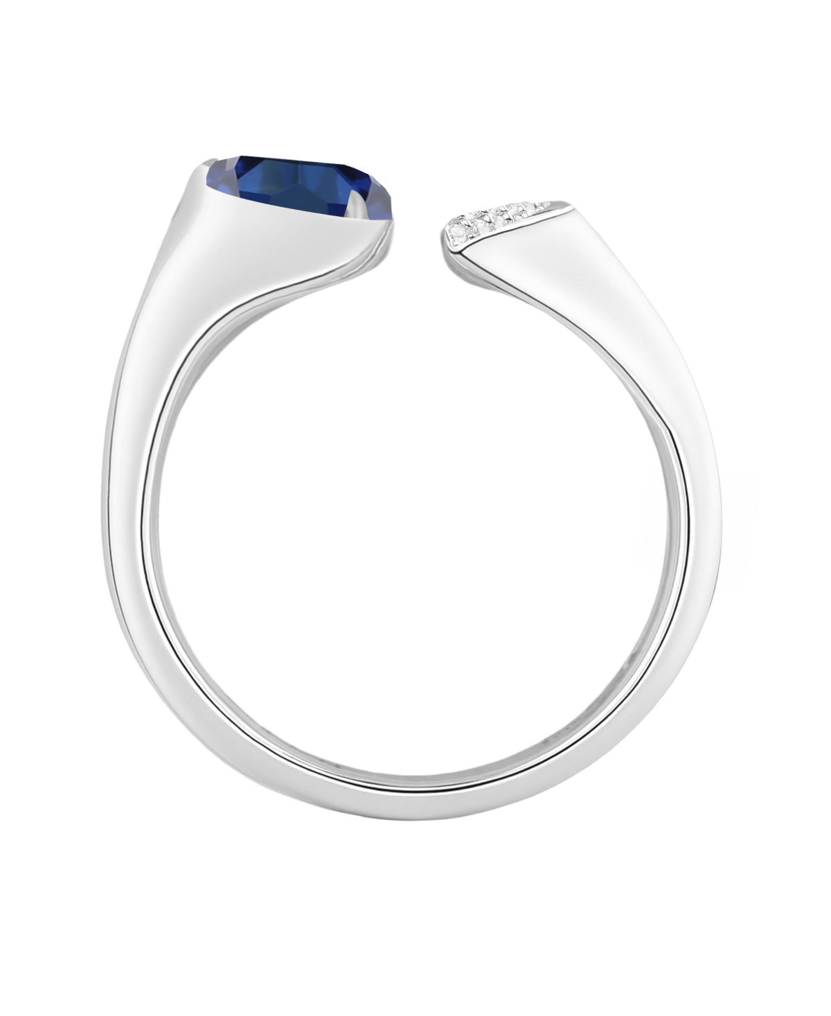 Macy's Lab-grown Emerald (1/2 Ct. T.w.) & White Sapphire (1/20 Ct. T.w.) Ring In 14k Gold Over Sterling Sil In Blue