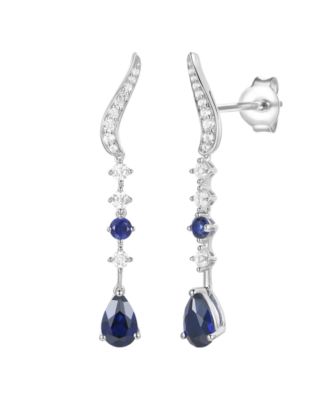 Lab-Grown Ruby (1/6 ct. t.w.) & White Sapphire (1/2 ct. t.w.) Earring in 14k Gold Over Sterling Silver (also in Emerald & Sapphire)