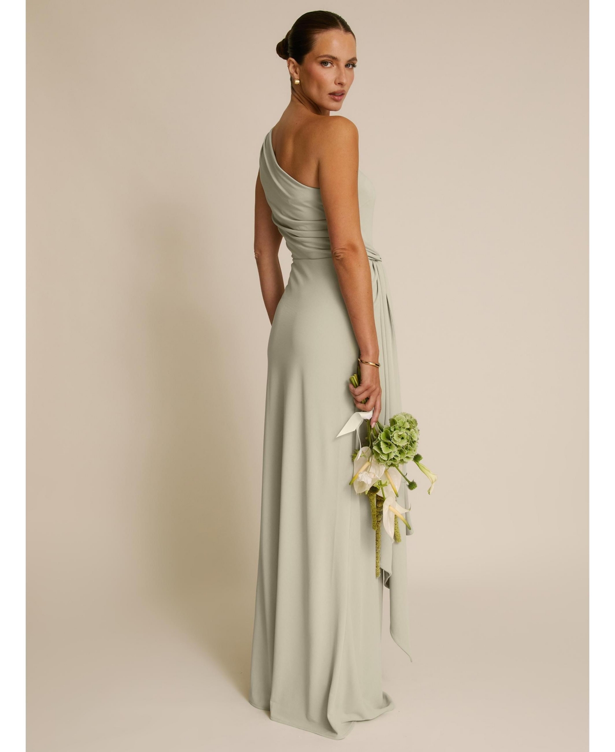 Six Stories Women's One Shoulder Drape Stretch Bridesmaid Dress